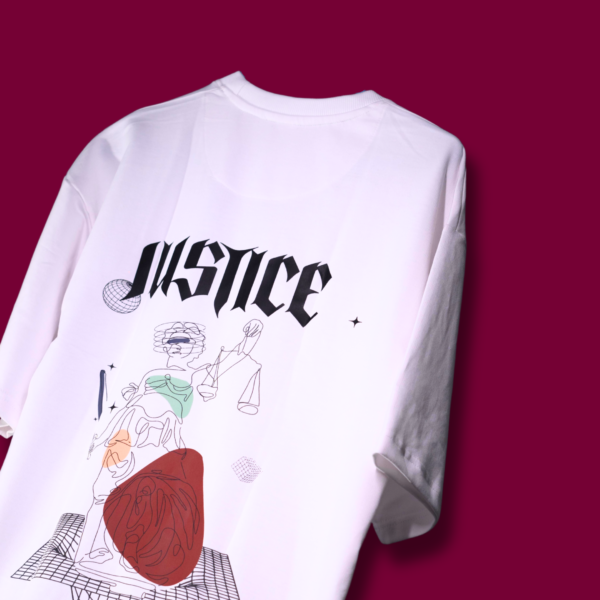 TERRITORY 13 White JUSTICE Oversized T-Shirt - Image 2